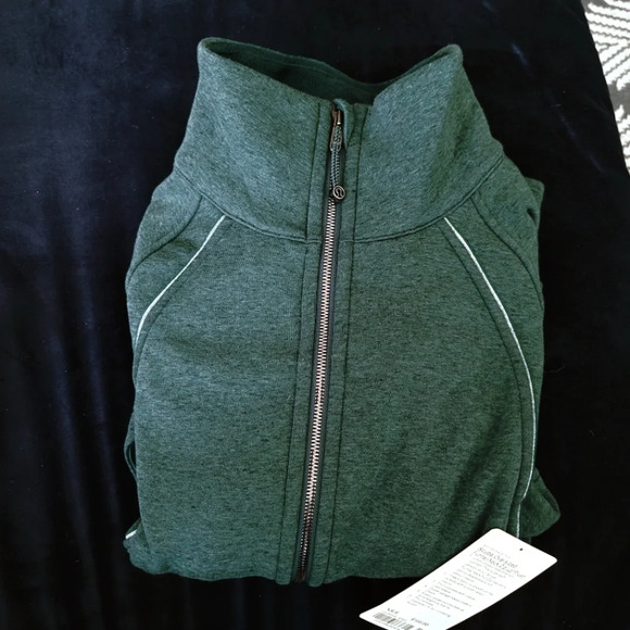 Lululemon,Scuba Oversized Funnel-Neck Full Zip Long *Plush, Heathered Storm Teal - Picture 1 of 6